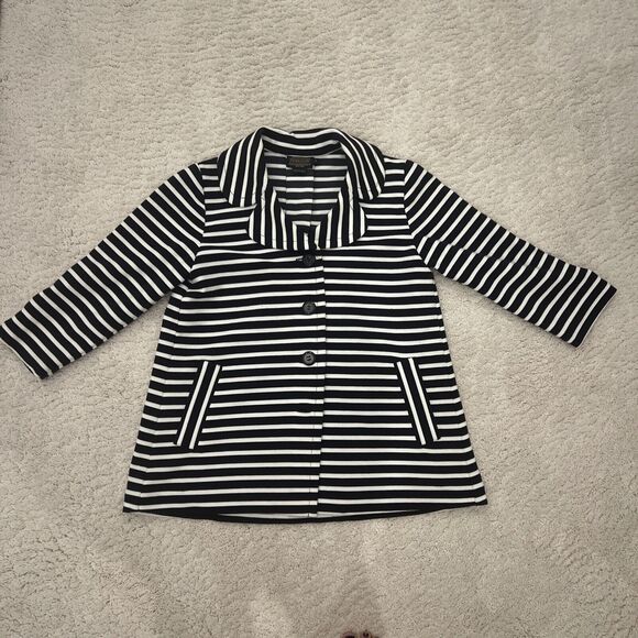 Pendleton White Black Stripe Jacket Blazer Stretch Buttoned Womens Size S - Picture 1 of 3